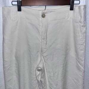 Banana Republic Harrison Linen Pants White Wide Leg Womens 8 Coastal Cowgirl‎